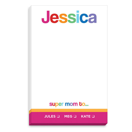 Super Mom Rainbow Stripes Notepad